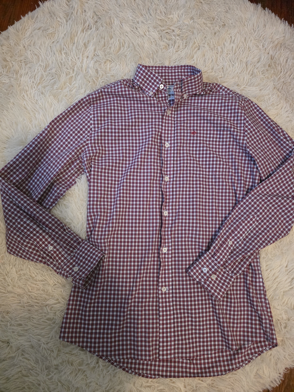 Southern Tide Red and White Gingham Button-Down Shirt